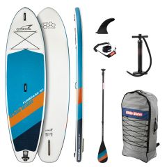 SET White Water FUNBOARD 10'2" x 33" x 5" Oceanpetrol + Tasche, Double Action Pumpe, Carbon/Nylon 20% Paddel 3-pcs, Coiled Leash