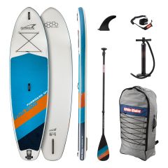 SET White Water FUNBOARD 10'8" x 34" x 6" mit Carbon Nylon Paddel Oceanpetrol