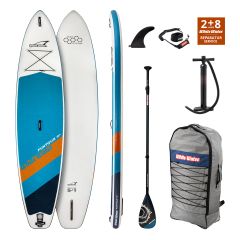 SET White Water FUNTOUR 11'4" x 32" x 6" mit Carbon 65% Paddel Oceanpetrol